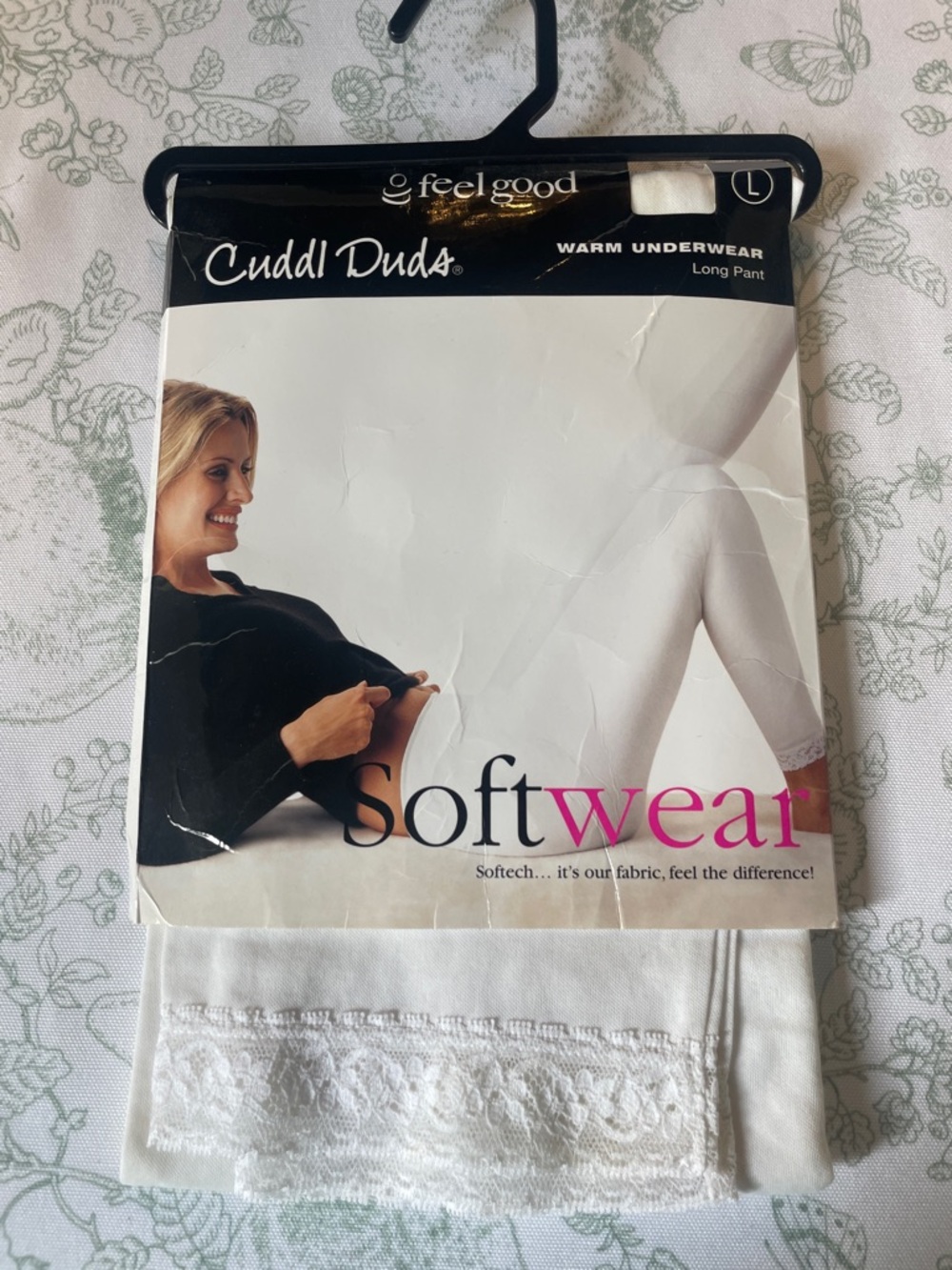 Cuddl Duds White Softwear Lace Trim Long Underpant